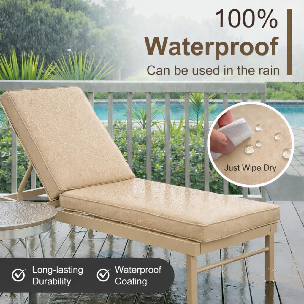 Sun Lounger Cushion Seat Pad – Thick Padded Outdoor Garden Recliner Cushion | Night Zone