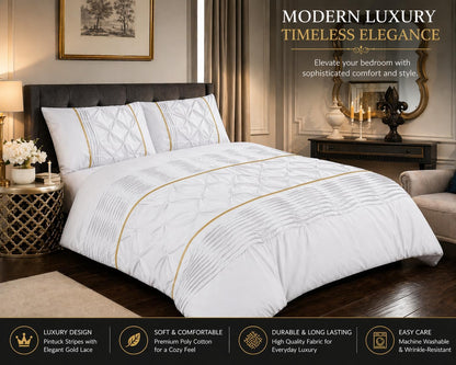 Eleanor Pintuck Polycotton Duvet Cover Set – Luxury Hotel Style Bedding | Night Zone