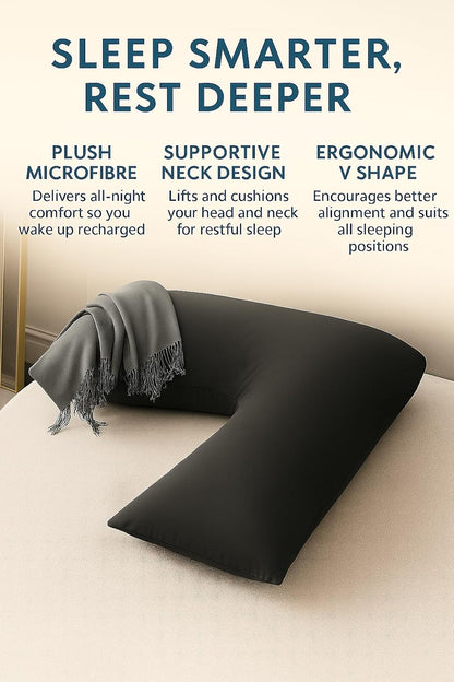 Easy Care Polycotton Orthopaedic V Shaped Pillow with Case or V Pillowcase Only | Night Zone