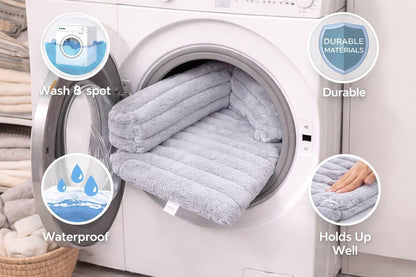 Waterproof Ribbed Plush Pet Bed – Cord Sofa Dog & Cat Bed with Raised Sides | Night Zone