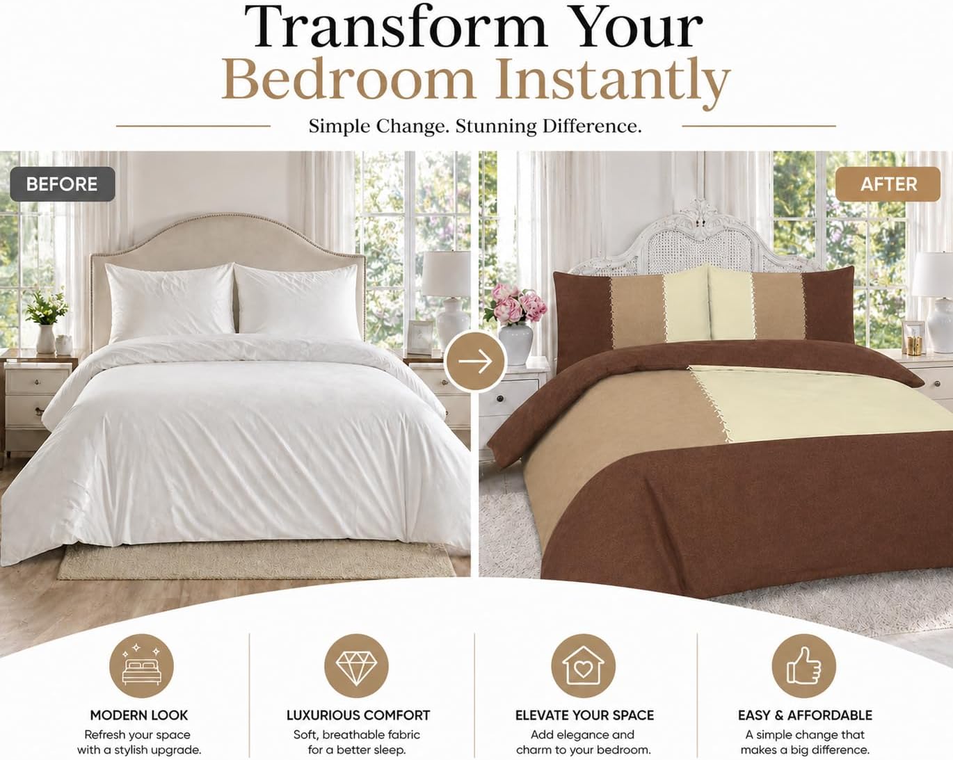 Suede Patch Polycotton Duvet Cover Set – Luxury Soft Touch Patchwork Bedding | Night Zone