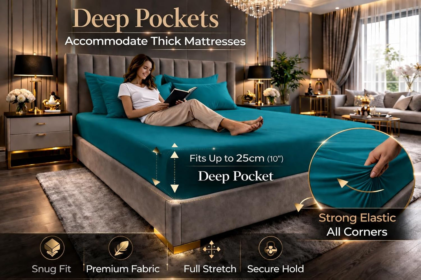 Polycotton Fitted Sheet 25cm Deep – Soft Easy Care Bedding | Night Zone