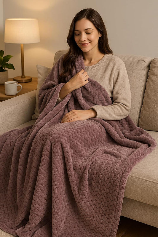 Wave Flannel Fleece Throw Blanket – Ultra Soft Warm Sofa & Bed Throw | Night Zone