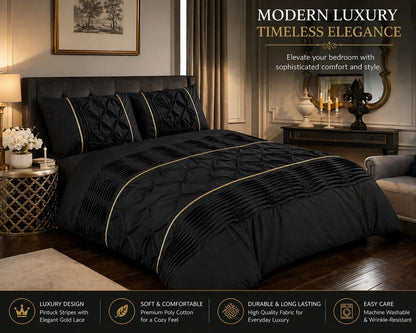 Eleanor Pintuck Polycotton Duvet Cover Set – Luxury Hotel Style Bedding | Night Zone
