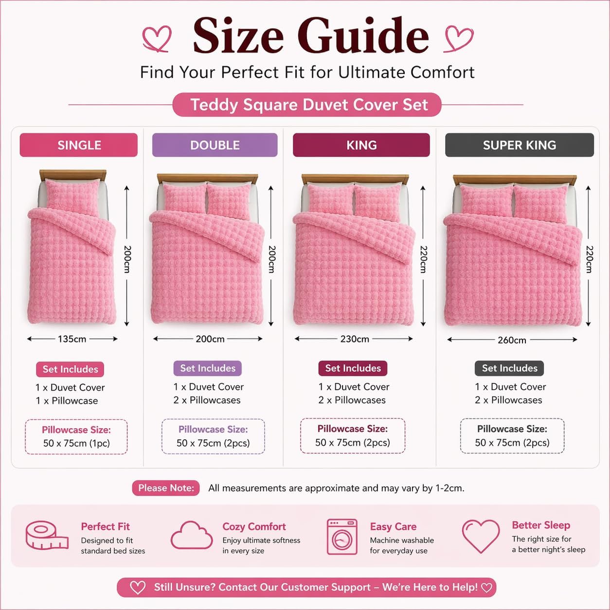 Teddy Square Fleece Duvet Cover Set – Ultra Soft Fluffy Plush Bedding | Night Zone