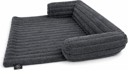 Waterproof Ribbed Plush Pet Bed – Cord Sofa Dog & Cat Bed with Raised Sides | Night Zone
