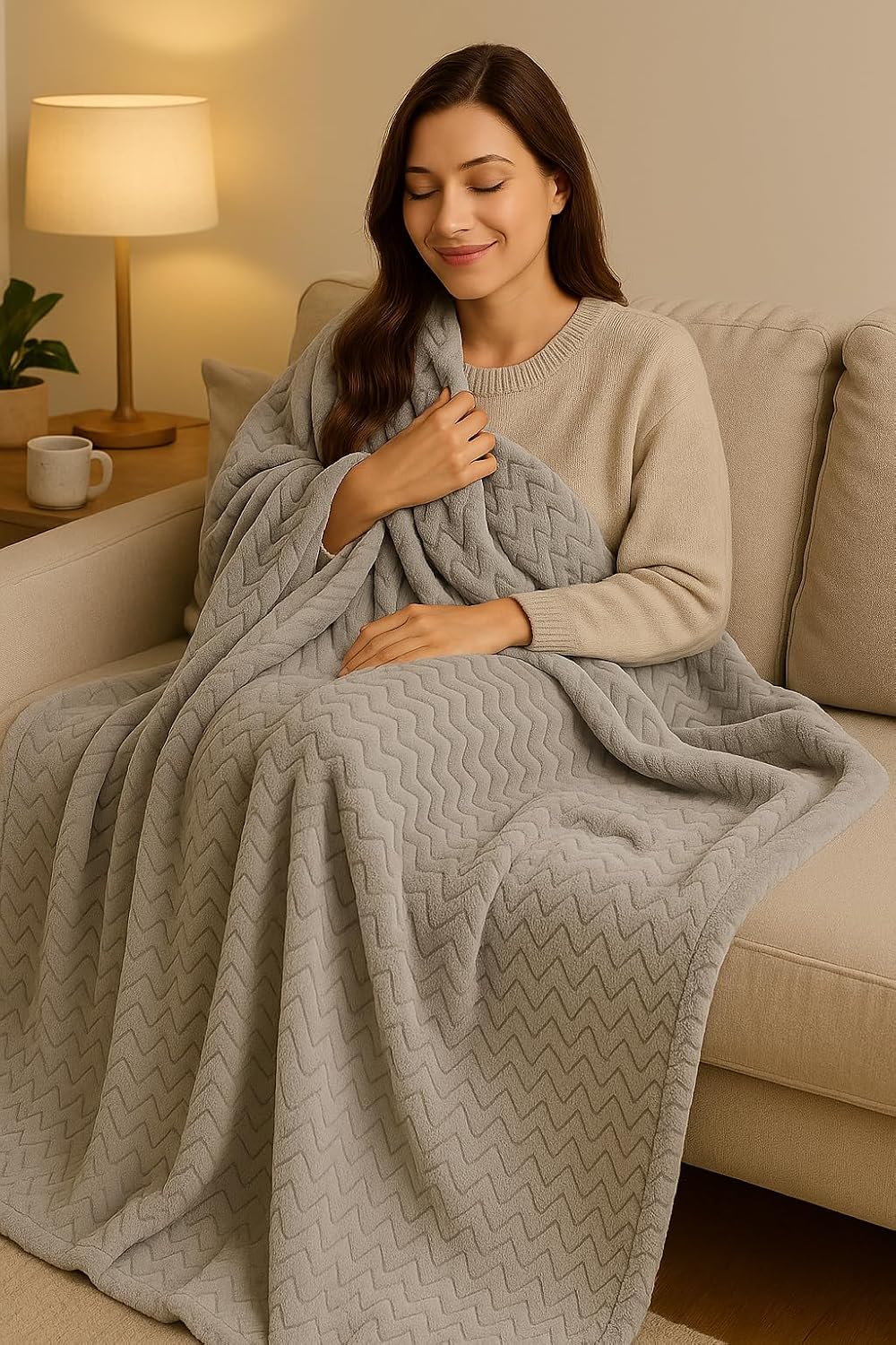 Wave Flannel Fleece Throw Blanket – Ultra Soft Warm Sofa & Bed Throw | Night Zone