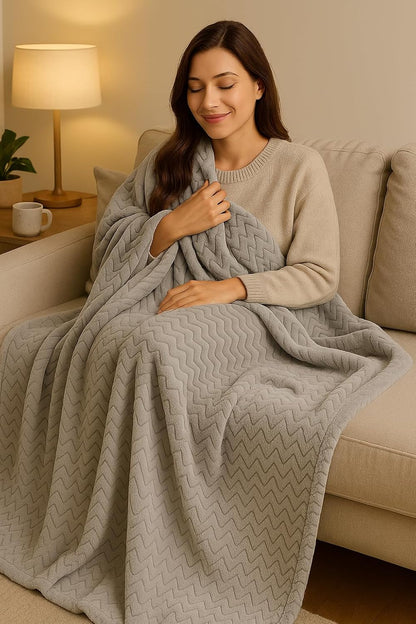Wave Flannel Fleece Throw Blanket – Ultra Soft Warm Sofa & Bed Throw | Night Zone