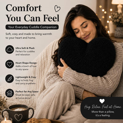 Teddy Cuddles Heart Shape Teddy Fleece Cushion – Soft Filled Decorative Cushion | Night Zone