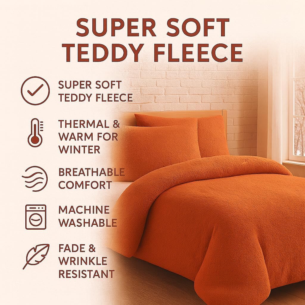 Teddy Fleece Duvet Cover Set – Soft Warm Teddy Bear Bedding | Night Zone