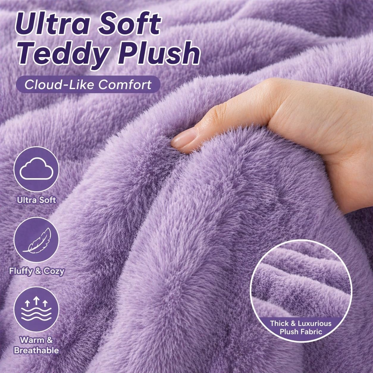 Teddy Square Fleece Duvet Cover Set – Ultra Soft Fluffy Plush Bedding | Night Zone