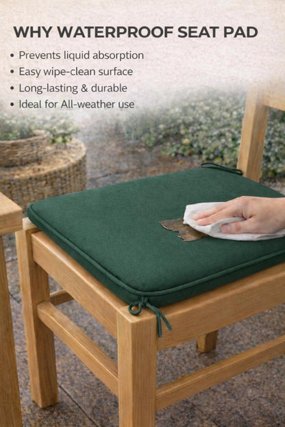 Pack of 4 Waterproof Chair Pads 38 x 38 cm – Indoor & Outdoor Seat Cushions with Ties | Night Zone