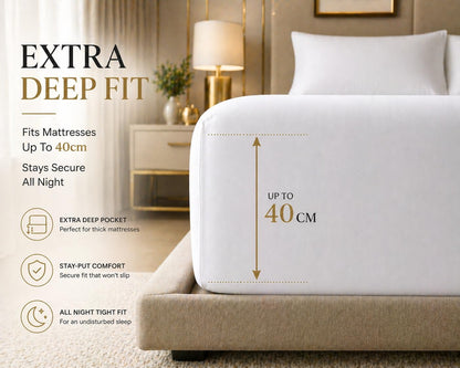 180 Thread Count Percale Extra Deep Fitted Sheet 40cm – Non Iron Polycotton Bedding | Night Zone