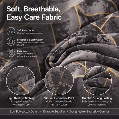 Arlo Triangles Geometric Reversible Duvet Cover Set – Modern Easy Care Bedding | Night Zone