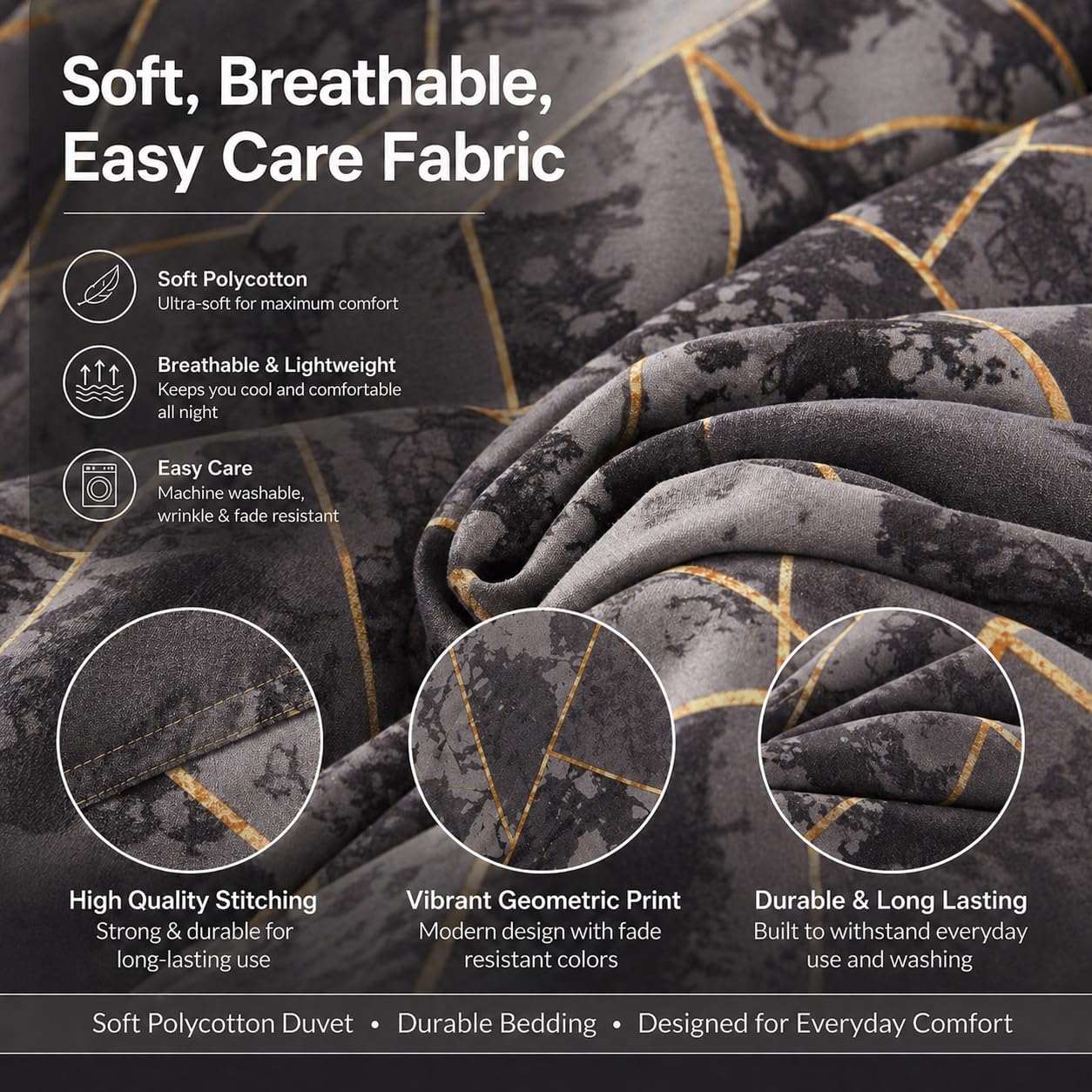 Arlo Triangles Geometric Reversible Duvet Cover Set – Modern Easy Care Bedding | Night Zone