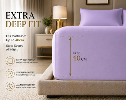 180 Thread Count Percale Extra Deep Fitted Sheet 40cm – Non Iron Polycotton Bedding | Night Zone