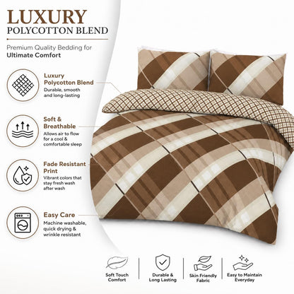 Hardy Check Striped Polycotton Duvet Cover Set – Soft Easy Care Bedding | Night Zone