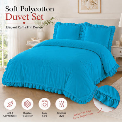 Santiago Frilled Polycotton Duvet Cover Set – Luxury Easy Care Bedding | Night Zone