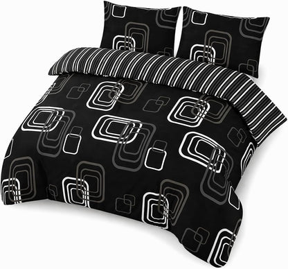 Blake Geometric Printed Polycotton Duvet Cover Set – Modern Easy Care Bedding | Night Zone