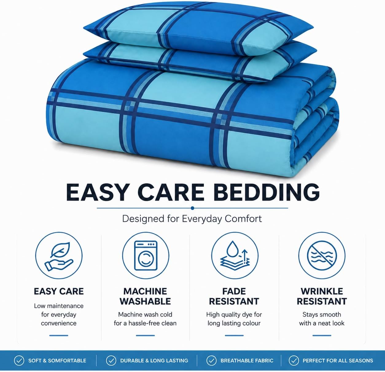 Logan Printed Polycotton Duvet Cover Set – Soft Easy Care Modern Bedding | Night Zone
