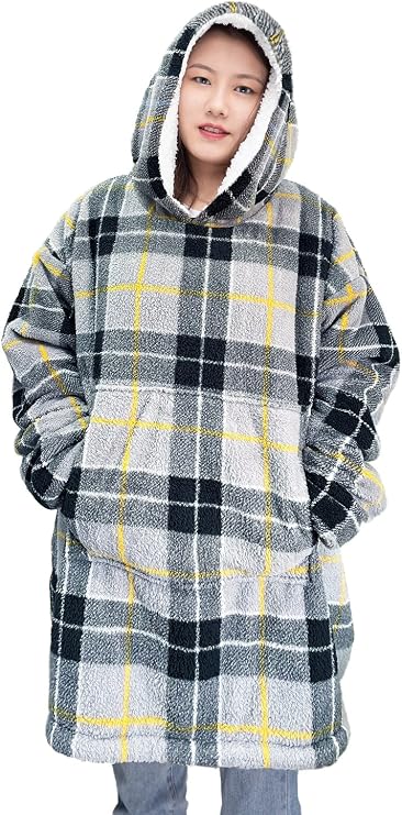 Printed Teddy Fleece Oversized Hoodie Blanket – Sherpa Wearable Blanket | Night Zone