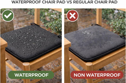 Pack of 4 Waterproof Chair Pads 38 x 38 cm – Indoor & Outdoor Seat Cushions with Ties | Night Zone