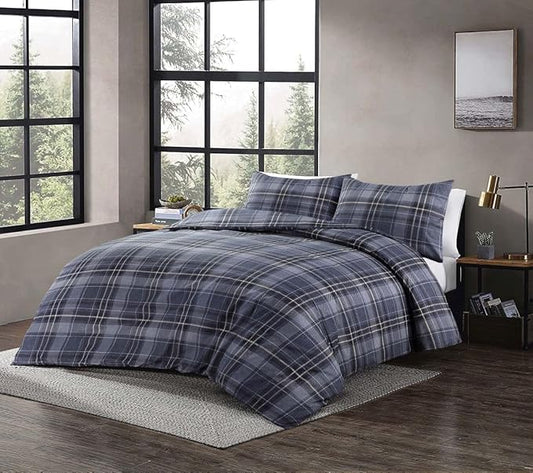 Wesley Reversible Check Duvet Cover Set – Soft Easy Care Checked Bedding | Night Zone