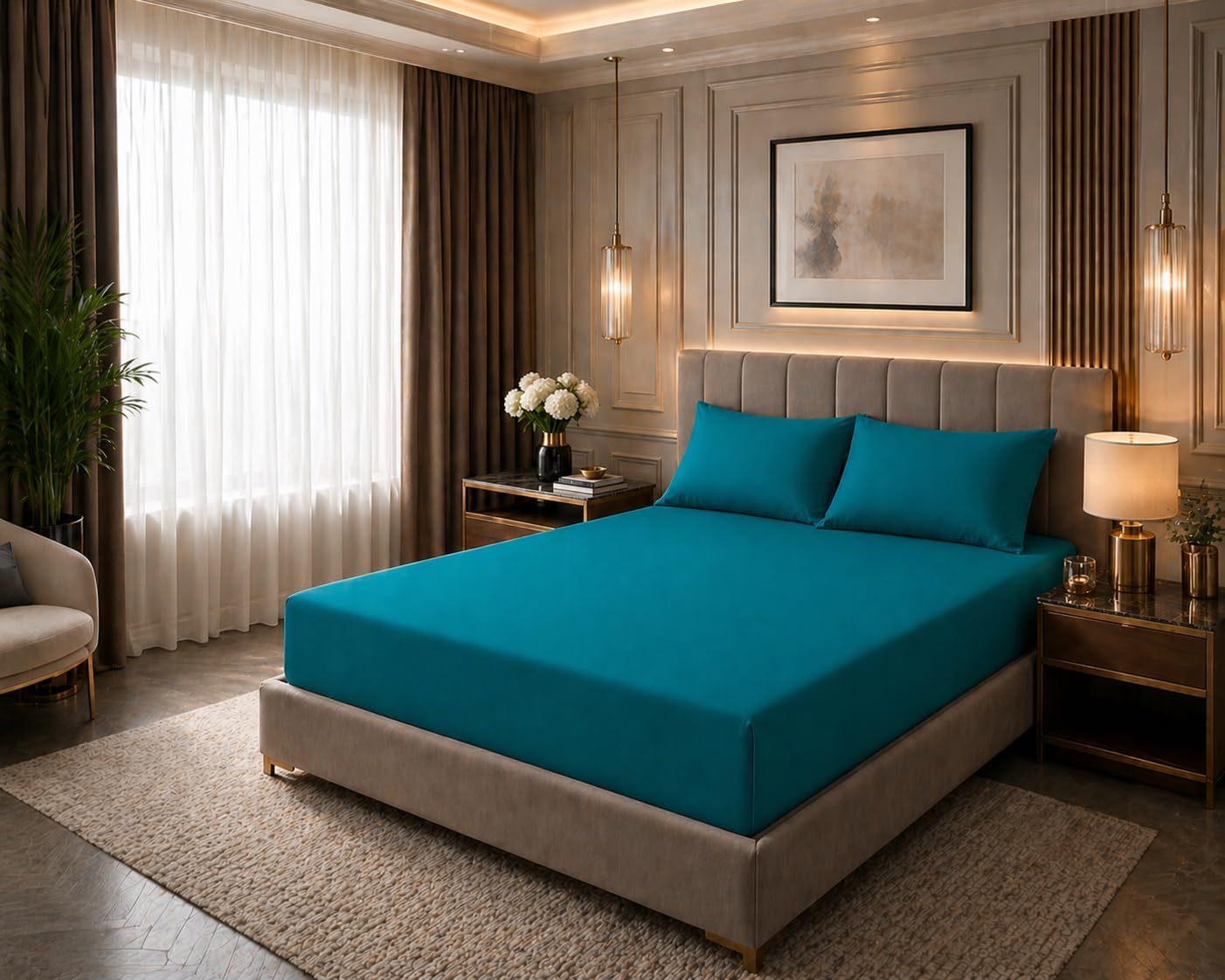 180 Thread Count Percale Fitted Sheet 25cm Deep – Polycotton Easy Care Bedding | Night Zone