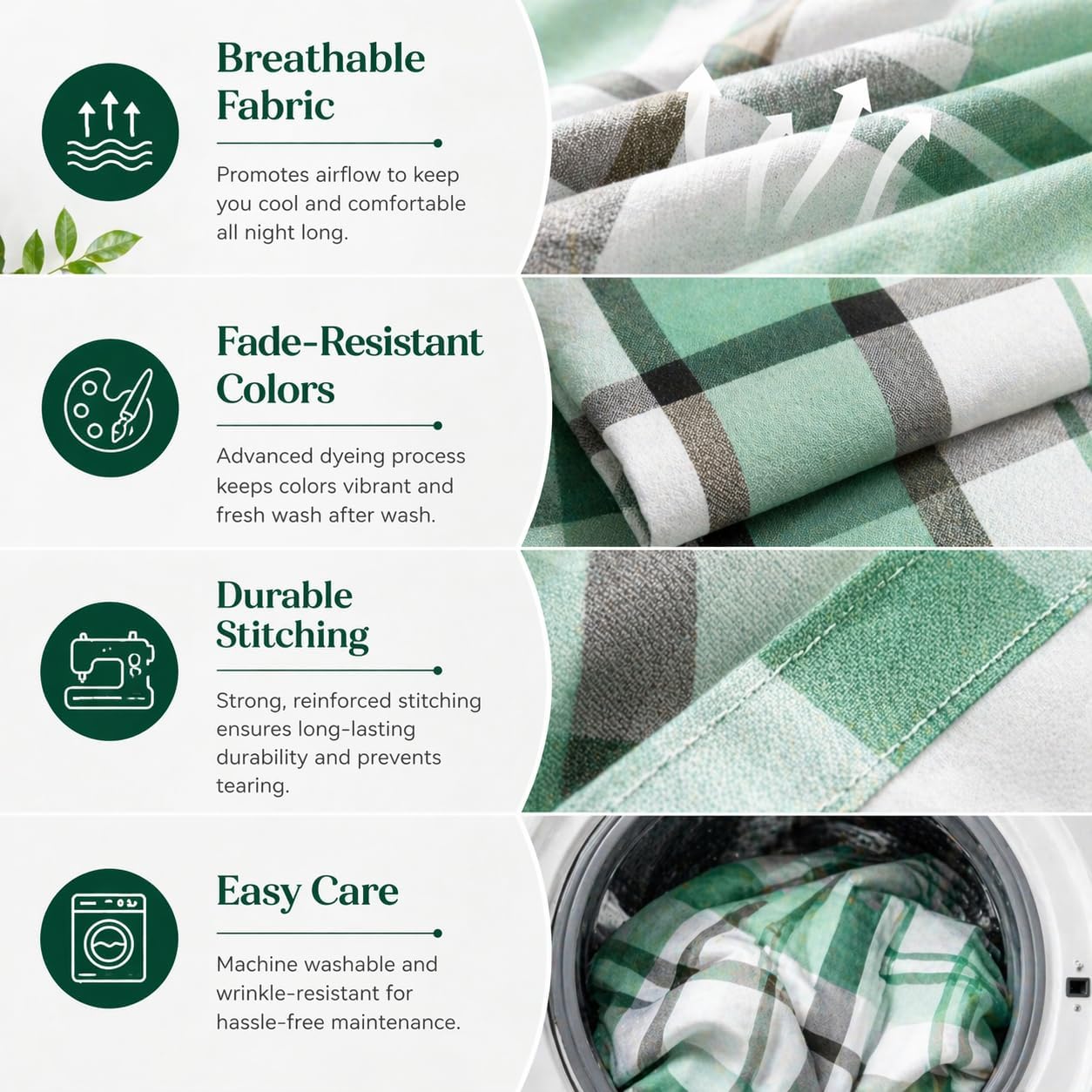 Remi Check Duvet Cover Set – Poly cotton Checked Quilt Cover with Pillowcases | Night Zone