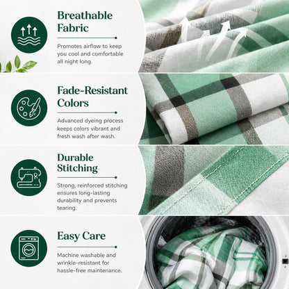 Remi Check Duvet Cover Set – Poly cotton Checked Quilt Cover with Pillowcases | Night Zone