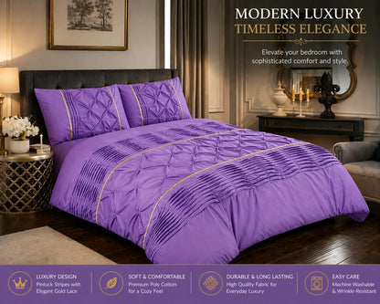 Eleanor Pintuck Polycotton Duvet Cover Set – Luxury Hotel Style Bedding | Night Zone