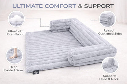 Waterproof Ribbed Plush Pet Bed – Cord Sofa Dog & Cat Bed with Raised Sides | Night Zone