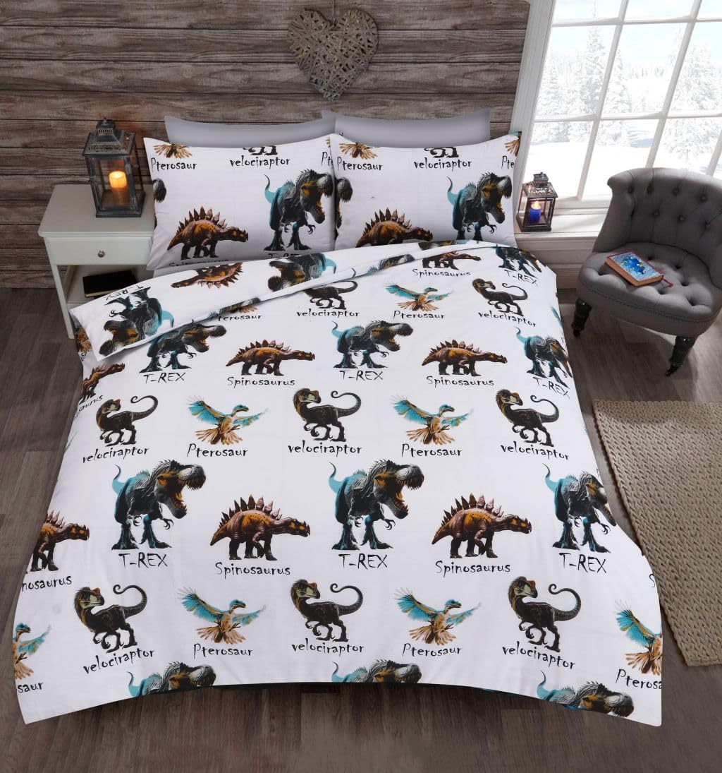 Dinosaur Polycotton Duvet Cover Set – Kids Easy Care Dinosaur Bedding | Night Zone