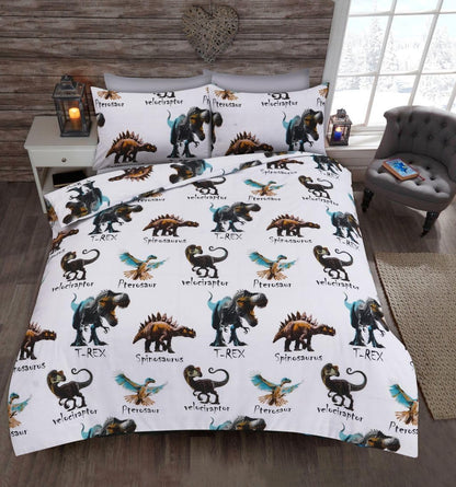 Dinosaur Polycotton Duvet Cover Set – Kids Easy Care Dinosaur Bedding | Night Zone