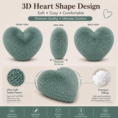 Teddy Cuddles Heart Shape Teddy Fleece Cushion – Soft Filled Decorative Cushion | Night Zone