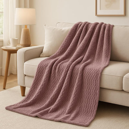 Wave Flannel Fleece Throw Blanket – Ultra Soft Warm Sofa & Bed Throw | Night Zone