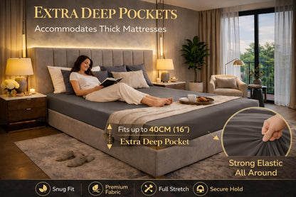 Extra Deep Fitted Sheet 40cm – Polycotton Easy Care Bedding | Night Zone