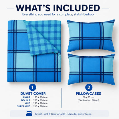 Logan Printed Polycotton Duvet Cover Set – Soft Easy Care Modern Bedding | Night Zone