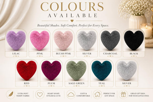 Teddy Cuddles Heart Shape Teddy Fleece Cushion – Soft Filled Decorative Cushion | Night Zone