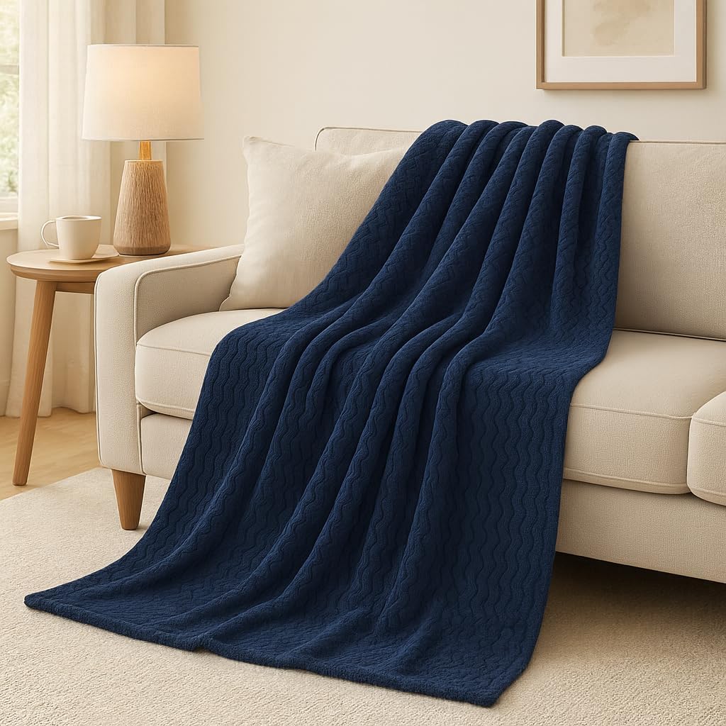 Wave Flannel Fleece Throw Blanket – Ultra Soft Warm Sofa & Bed Throw | Night Zone