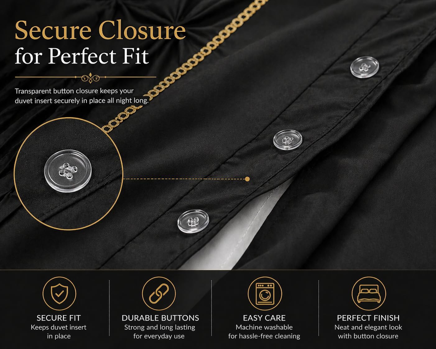 Eleanor Pintuck Polycotton Duvet Cover Set – Luxury Hotel Style Bedding | Night Zone