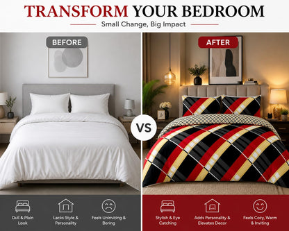 Hardy Check Striped Polycotton Duvet Cover Set – Soft Easy Care Bedding | Night Zone