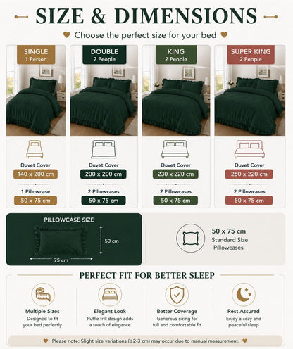 Santiago Frilled Polycotton Duvet Cover Set – Luxury Easy Care Bedding | Night Zone