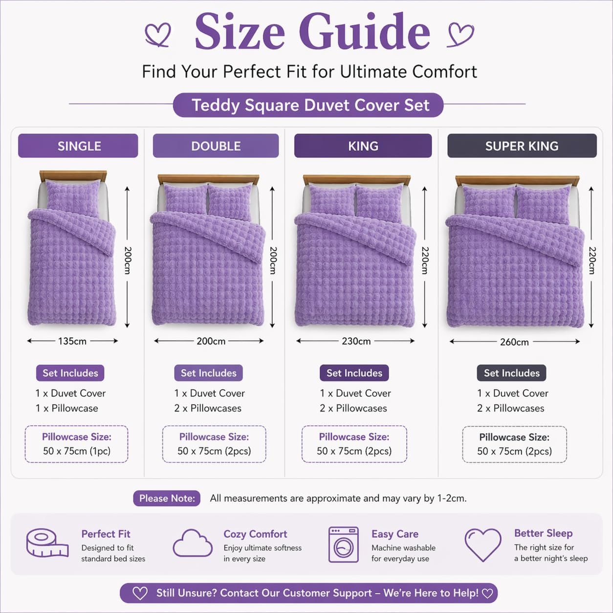 Teddy Square Fleece Duvet Cover Set – Ultra Soft Fluffy Plush Bedding | Night Zone