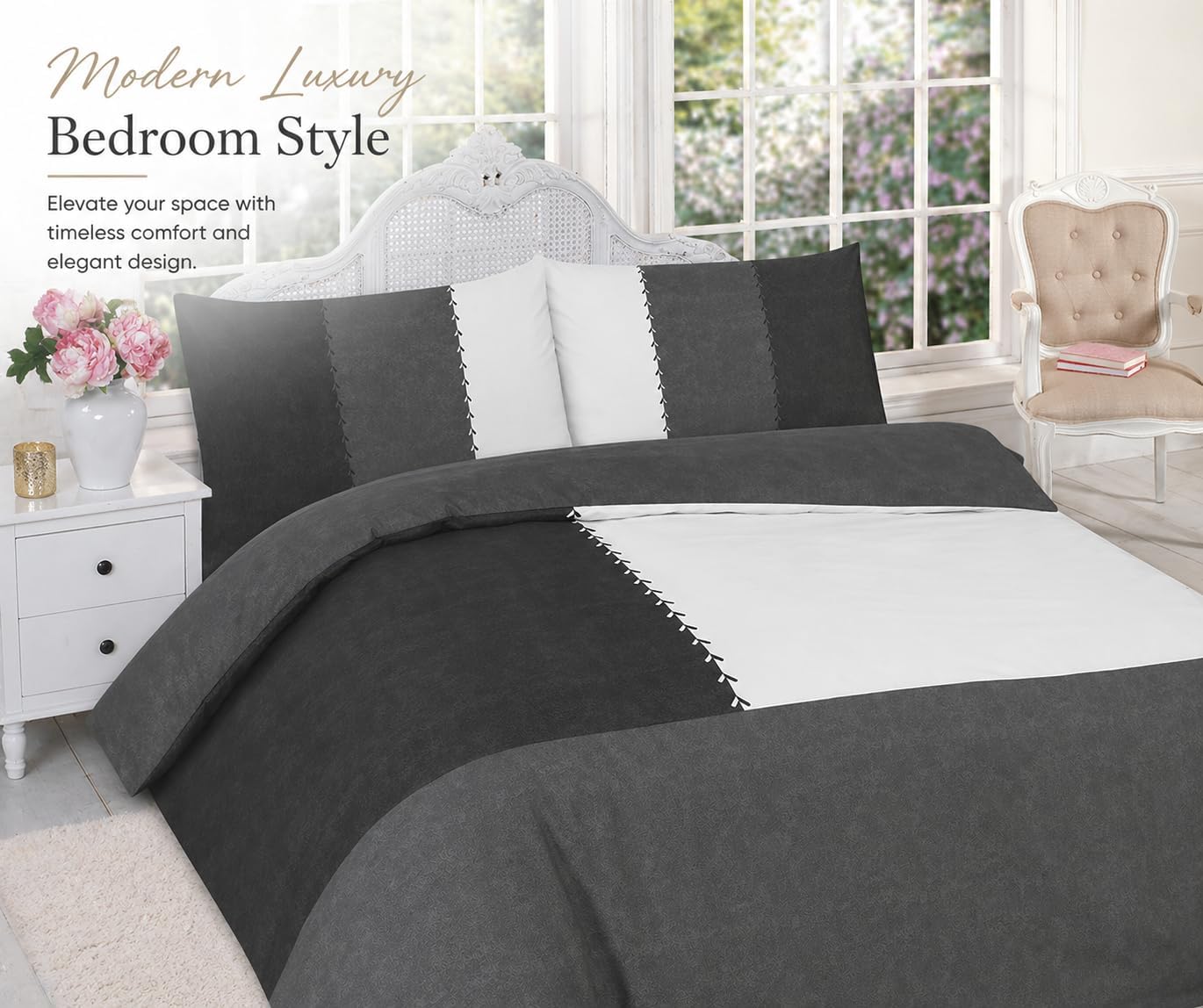 Suede Patch Polycotton Duvet Cover Set – Luxury Soft Touch Patchwork Bedding | Night Zone