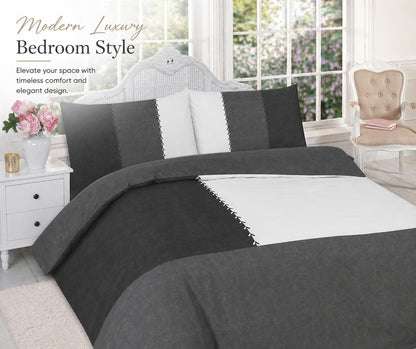 Suede Patch Polycotton Duvet Cover Set – Luxury Soft Touch Patchwork Bedding | Night Zone