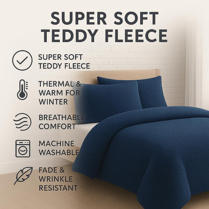 Teddy Fleece Duvet Cover Set – Soft Warm Teddy Bear Bedding | Night Zone