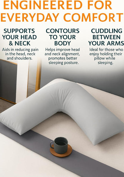 Easy Care Polycotton Orthopaedic V Shaped Pillow with Case or V Pillowcase Only | Night Zone