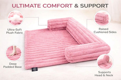 Waterproof Ribbed Plush Pet Bed – Cord Sofa Dog & Cat Bed with Raised Sides | Night Zone