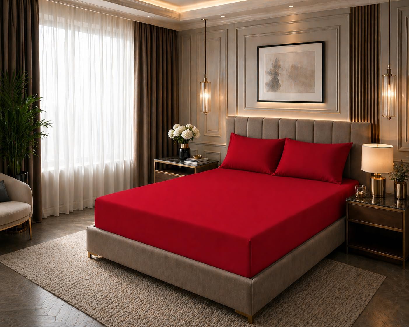 180 Thread Count Percale Fitted Sheet 25cm Deep – Polycotton Easy Care Bedding | Night Zone